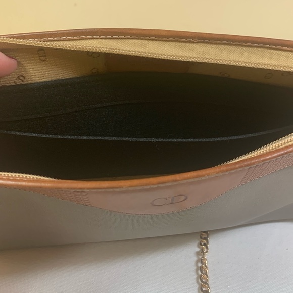Dior Clutch Gray Coated Canvas, Brown Leather with COA - Picture 15 of 15